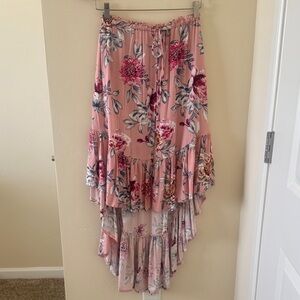 Ripcurl Floral High-Low Pink Maxi Skirt